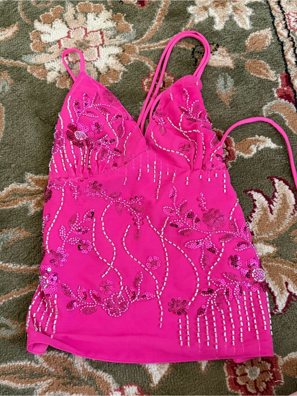 Women's Pink Sequin Embellished Camisole